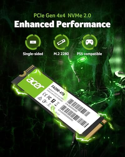 Upgrade Your System with the Acer FA100 256 GB M.2 NVMe SSD – Unleash Blazing-Fast 8 Gb/s Transfer Speeds for Gamers and Professionals – Maximize Performance & Storage Efficiency with Reliable Internal Solid State Drive
