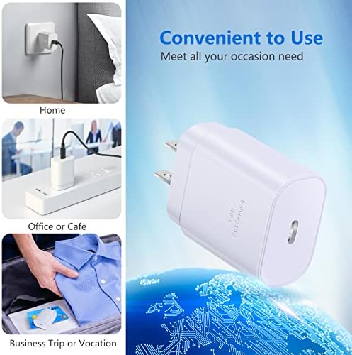 Ultra-Fast 25 W Type C Wall Charger Pack for Samsung Galaxy S25, S24+, S23, S22, S21 Ultra & More – 3-Pack USB C Power Adapter with Enhanced Compatibility for Galaxy A Series, Note 20, and Watch 5 – Speed Meets Safety and Portability
