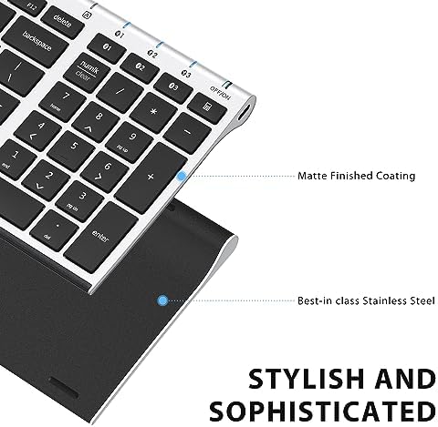 Experience Unmatched Versatility with the i Clever BK10 Bluetooth 5.1 Wireless Keyboard – Ergonomic Comfort Meets Multi-Device Connectivity for Mac, i Pad, i Phone, Android, and Windows – Full-Size Layout with Number Pad for Enhanced Productivity and Seamless Workflow – Rechargeable, Lightweight, and Stylish Design for Effortless Typing Anywhere