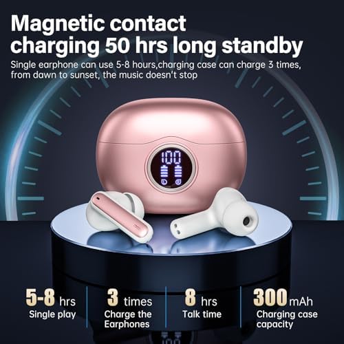 A10 Pro Wireless Earbuds – Advanced Bluetooth 5.3 Hi-Fi Stereo Headphones with 50 Hours Playtime, ENC Noise Cancellation for Superior Clarity, IPX7 Waterproof for Active Users, LED Battery Monitor – Ideal for Gym, Running, and Everyday Connectivity – Sleek Black Design