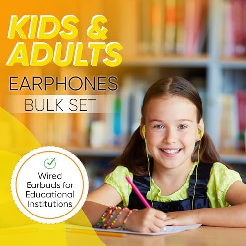 Affordable Bulk Wired Earbuds – 20 Pack In-Ear Headphones with 3.5 mm Jack for Classroom and Group Use, Tangle-Free 4 ft Cables, Comfortable Ergonomic Design for Extended Listening Sessions, Enhanced Compatibility for Smartphones and Laptops, Ideal Audio Solution for Students and Events