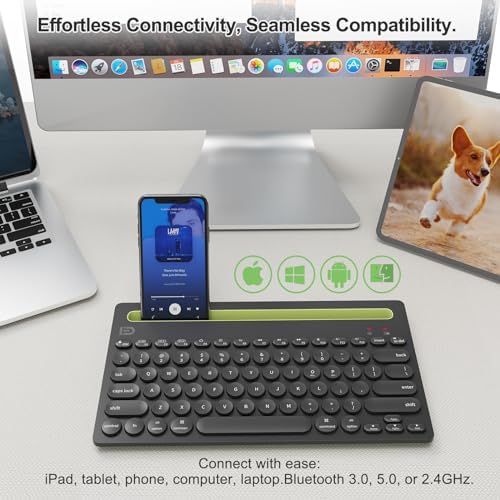 SADES Retro Wireless Bluetooth Keyboard for Mac, i Pad, i Phone, PC & Android – Multi-Device Connectivity & Portable Design with Vintage Round Keycaps – Perfect for Effortless Typing on the Go in Chic Pink