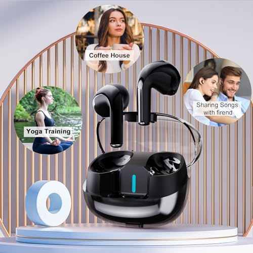 Bluetooth 5.3 Wireless Earbuds with IPX5 Waterproof Feature and Noise Cancelling Mic – Lightweight Earphones with Convenient Wireless Charging Case for Uninterrupted Sound Quality and Comfort During Workouts and Calls