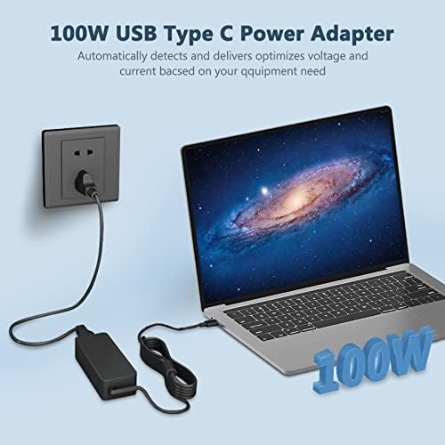High-Efficiency 100 W USB-C Power Adapter with 7.7 ft Cable – Fast Charger for Mac Book Pro/Air, i Pad Pro & Universal USB-C Devices – Smart Device Recognition & Advanced Safety Features – Overcurrent, Over-voltage & Overheat Protection – Ultimate Charging Performance for HP, Dell, Lenovo, Asus Laptops and More – 30-Day Refund & 12-Month Warranty Included