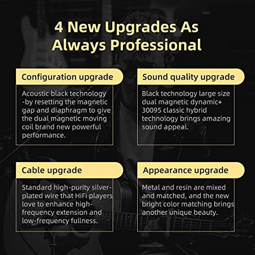 KZ ZSN Pro Dual Drivers Hi-Fi In-Ear Earphones with 1 BA & 1 DD – Exceptional Sound Clarity & Powerful Bass for Audiophile Musicians – Detachable Cable Design for Enhanced Customization & Compatibility – Ergonomic Fit for Long Listening Sessions