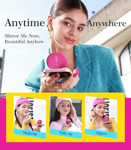 Cell Phone Stand Compatible with Magsafe Mirror Mount [Anti-Scratch & Portable] Girls Women Magnetic Travel Makeup Mirror Desk Fits for iPhone 16/15/14/13/12 Plus Pro Max (Pink) – Enhanced Compatibility and Speed