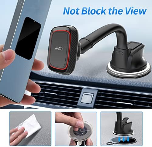 Ultimate APPS2 Magnetic Car Phone Holder Mount – Six Strong Magnets for Secure Grip, Versatile Suction Cup for Windshield & Dashboard, Universal Fit for Smartphones & Mini Tablets, 360-Degree Swivel Design for Hands-Free Convenience, Durable & Easy to Install for Enhanced Driving Safety