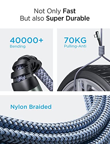 Optimize your charging setup with the AINOPE 240 W USB C to USB C Cable, a 6-foot powerhouse engineered for ultimate speed and flexibility. Featuring a right-angle connector, this fast charging cable is perfect for gaming or multitasking without the clutter of tangled cords. Compatible with the latest devices, including i Phone 16 Pro Max, i Phone 15, Mac Book Air/Pro, i Pad Pro, Samsung Galaxy, and Pixel, it delivers an impressive 240 W power output for rapid charging. The dual-pack offers exceptional value, ensuring you have a reliable charging solution wherever you go. Built with premium materials for durability, the sleek grey and blue design enhances your tech aesthetic while providing long-lasting performance. Elevate your device charging experience with this versatile cable, designed for both home and office use, while ensuring seamless connectivity across all your electronics.
