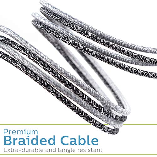 PHILIPS 3 Ft USB C to Lightning Charging Cable – Fast Charging Cord for i Phone 14/13/12 & Air Pods Pro, Durable Braided Design in Sleek Gray – Enhanced Durability and Rapid Power Delivery for Apple Devices