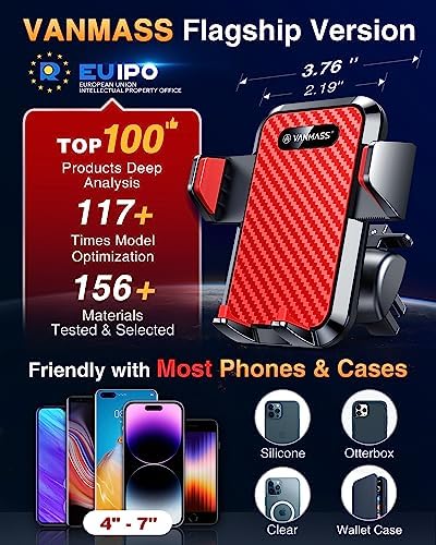 VANMASS 2024 Enhanced Universal Phone Holder – Super Suction Cup Mount for Car Dashboard, Window & Vent – Securely Fits i Phone 15 Pro Max, 14, 13 & More – Hands-Free Vehicle Cradle with 360-Degree Rotation – Sleek Blue Design for Ultimate Convenience and Safety