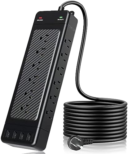 Yostyle 18-Outlet Surge Protector Power Strip with Smart USB Fast Charging | Heavy-Duty 10 Ft Extension Cord | Wall-Mountable for Space Efficiency | Advanced Safety Features for Home and Office Use
