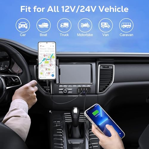 Linkstyle Dual 12 V USB Charging Outlet – Advanced PD3.0 & QC3.0 Power Hub for Cars and Marine Use – High-Speed 3-Port Fast Charger for Smartphones and Tablets, Perfect for Road Trips and Boating Adventures
