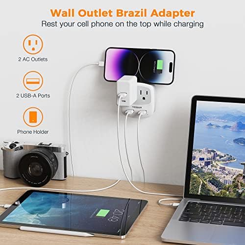 Ultimate TESSAN Type G UK Travel Plug Adapter with Dual USB Fast Charger Ports – Compact US to UK Power Converter for Effortless Global Connectivity in Scotland, London, Ireland, Kenya, Dubai & Qatar