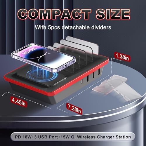 Ultimate 100 W Multi-Device Charging Station: Fast 20 W PD USB-C Ports, 15 W QI Wireless Pad, and Versatile USB 5 V/4.8 A Port – Sleek Design for i Phone, i Pad, Tablets and More – Effortless Power Management for Home and Office