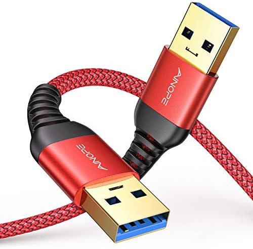 High-Speed AINOPE 2-Pack USB 3.0 A to A Male Cable – 6.6 FT Durable Male-to-Male Connection for KVM Switch, External Hard Drives, Laptops & TVs – Reliable Data Transfer Up to 5 Gbps for Enhanced Productivity and Versatile Use