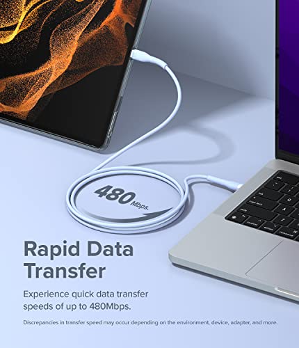 Vibrant 6.6 FT Ringke USB C to Lightning Charging Cable – Fast Charge Your i Phone, i Pad & Air Pods with Stylish Purple Pastel Design, Tangle-Free Connectivity for Effortless Use in Car Play & Beyond, Durable & Efficient Performance