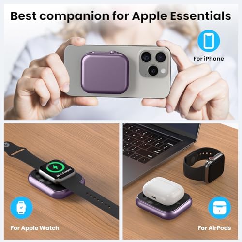 Ultimate 3-in-1 Magnetic Power Bank – 5000 m Ah Wireless Charger for i Phone 16/15/14/13/12, Apple Watch & Air Pods – 22.5 W Fast Charging, Lightweight Portable Battery Pack with LED Status Indicators – Enhanced Compatibility for On-the-Go Power Solutions