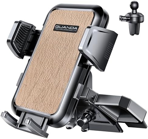 Universal CD Slot Car Phone Mount by GUANDA TECHNOLOGIES – Premium Adjustable Anti-Slip Holder for i Phone & Android Devices with Versatile Air Vent Clip for Safe Navigation and Enhanced Accessibility