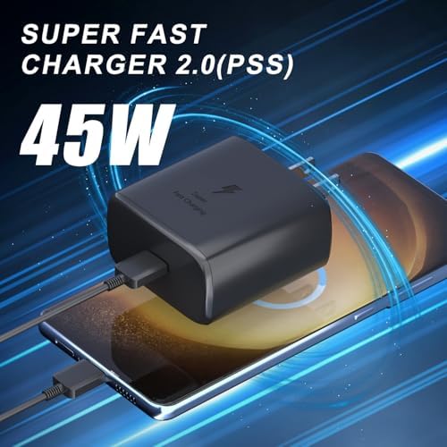 Samsung 45 W USB-C Wall Charger with 6.6 ft Cable – High-Speed Charging Solution for Galaxy S25 Series & Note Devices – Compact, Reliable, and Travel-Ready for Mobile Professionals Seeking Efficiency and Versatility