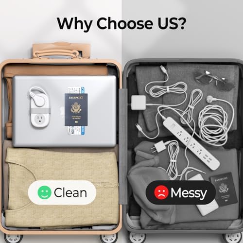 Compact Travel Power Strip by ORICO – 4 AC Outlets & 3 USB Ports (1 USB-C) with 4 FT Flexible Cord – Cruise Approved Portable Charging Station for Hotels and Adventure Trips – Ultimate Solution for Modern Travelers