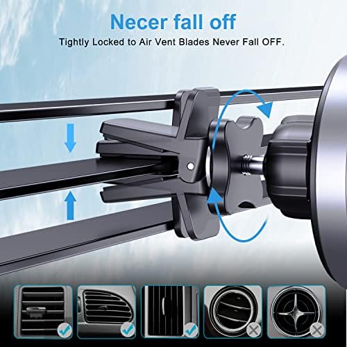 Revolutionary Magnetic Wireless Car Charger Mount for i Phone 12/13/14 – Fast 15 W Charging & Secure Air Vent Magnet Holder – Optimized Mag Safe Compatibility & Enhanced Driving Experience