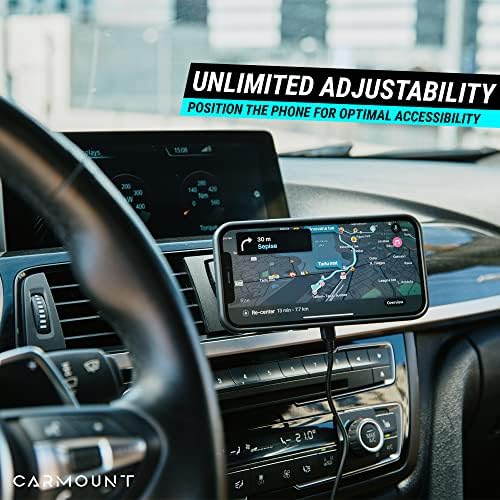 X1 Wireless Mag Safe Car Mount for i Phone 12/13/14/15/16 – Versatile Dashboard & Vent Holder with 15 W Fast Charging, 360° Adjustable Rotation & Suction Cup Base for Enhanced Stability and Compatibility