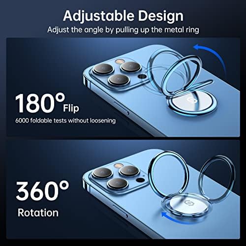 Sparkling 360° Rotation Phone Ring Holder – Bling Bling Finger Kickstand for Enhanced Grip and Stability – Premium Zinc Alloy Design for i Phone, Samsung, Pixel & All Smartphones – Secure Adhesive, Versatile Stand, and Magnetic Car Mount Compatible – Glitter Silver Finish for a Touch of Elegance
