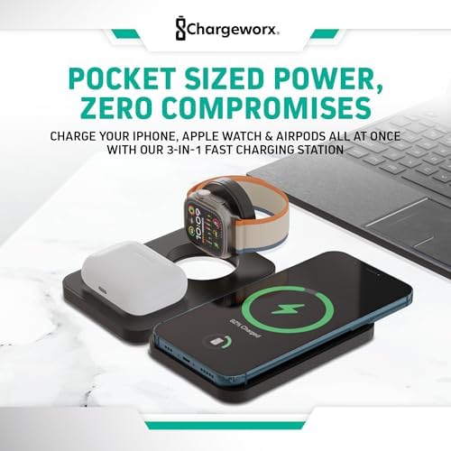 Effortless Charging: 3-in-1 Foldable Wireless Charger Station in Blush Pink – 15 W Fast Charging for i Phone, Samsung, Smartwatches & Headphones – Compact, Portable Design with Magnetic Alignment for Ultimate Convenience and Safety