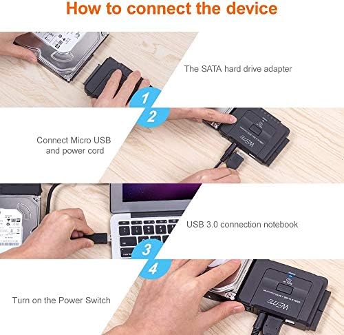 WEme USB 3.0 to SATA/IDE Adapter: Ultimate Universal Converter for 2.5″/3.5″ HDD/SSD with One-Touch Backup, 6 TB Support, Includes 12 V Power Adapter & USB 3.0 Cable for Fast Data Transfer and Seamless Compatibility