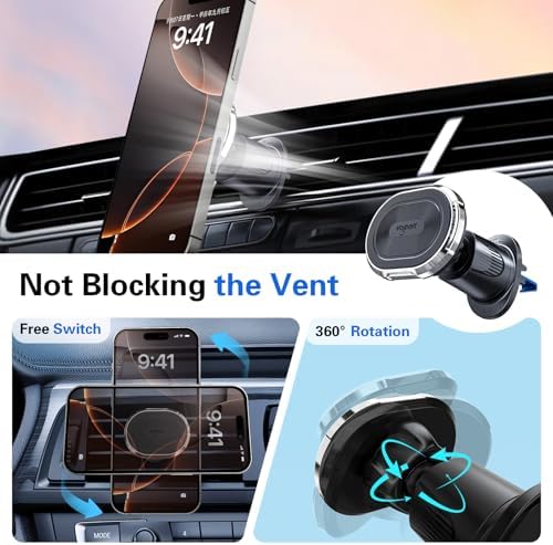 Volport Advanced Magnetic Phone Mount for Automotive Use – Heavy-Duty Vent & Dashboard Holder Compatible with Mercedes Benz and Mini Cooper – Securely Stabilizes i Phone, Samsung Devices & Tablets with Superior Magnet Technology – Effortless Installation for Safe, Hands-Free Navigation and Entertainment