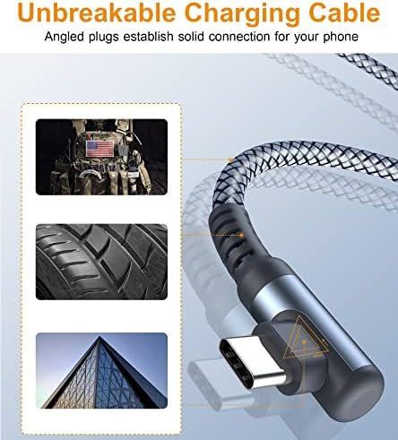 sweguard 10 FT Right Angle USB Type C Charger Cable – Durable Nylon Braided 2-Pack for i Phone 15/16 Pro Max & Samsung Galaxy Models – Enhanced Fast Charging & Tangle-Resistant Design for Ultimate Convenience and Performance