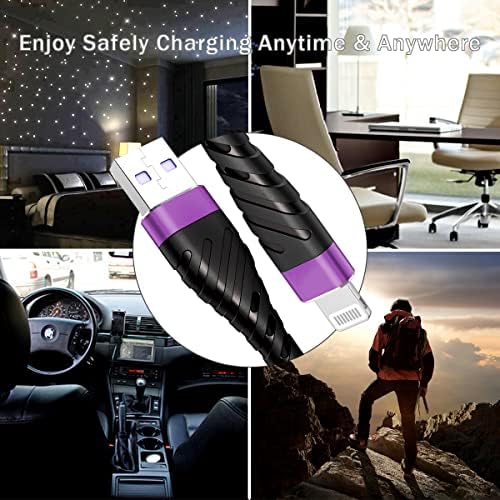 MFi Certified 6 Ft Lightning Charging Cable for i Phone – 3 Pack Fast Charging USB Cord, Durable Design for Enhanced Compatibility with i Phone 12/11/XS/Max/XR/X/8/8 P/7 P/6 & i Pad – Seamless Power-Up Experience