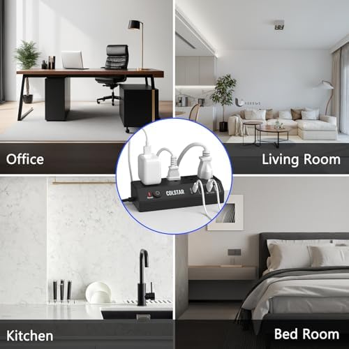 Revolutionize Your Workspace with the Desk Clamp Power Strip Featuring 4 AC Outlets and 4 USB Ports, Including PD 20 W Fast Charging – 10 FT Extension Cord for Ultimate Flexibility, Surge Protection, and Sleek Design for Office Efficiency in White