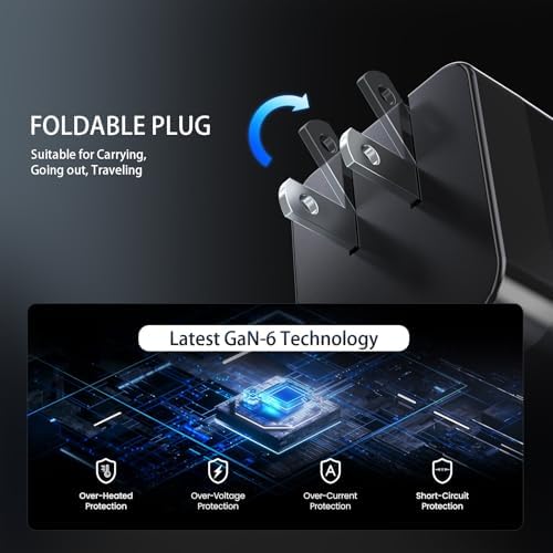 Advanced 65 W Retractable USB-C Charger with Foldable Plug – High-Efficiency Fast Charging Block Featuring PD30 W & QC18 W for i Phone, Galaxy, LG, Pixel, Tablets – Compact, Travel-Friendly Design for Ultimate Convenience and Optimal Power Delivery