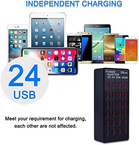 High-Performance 24-Port USB Charging Station – 100 W Fast Charger for Hotels, Schools & Retail Spaces – Multi-Device Compatibility with Enhanced Safety Features for Effortless Power Management