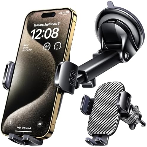 Qifutan Universal Car Phone Holder – Secure Dashboard Mount for All Smartphone Models with 360-Degree Rotation and Strong Adhesive Base – Enhance Driving Safety and Hands-Free Convenience