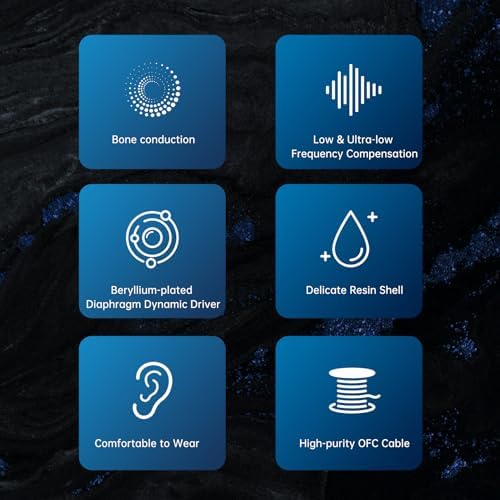 KBEAR KB02 Vibrant Resin Bone Conduction Earbuds – High-Performance In-Ear Monitors for Musicians, Ergonomically Designed with Dynamic Driver Technology, 2 Pin 4 N OFC Cable, and 3.5 mm Compatibility for Superior Sound Clarity and Extended Comfort