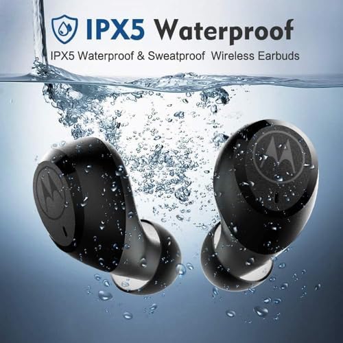 Motorola Vervebuds 100 Waterproof True Wireless Earbuds – Bluetooth 5.0 In-Ear Headphones with Hands-Free Microphone for Crystal Clear Calls, Ideal for Active Lifestyles and Seamless Connectivity