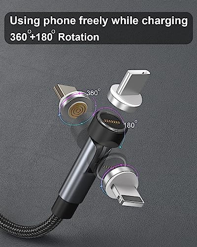 NETDOT 6 in 1 Gen12 Magnetic Phone Charger – 18 W Fast Charging Cable Set, 6.6 ft Length for USB-C, Micro-USB & i-Products, Enhanced Durability & Compatibility, Ideal for Travel & Everyday Use – 3 Pack for Ultimate Convenience