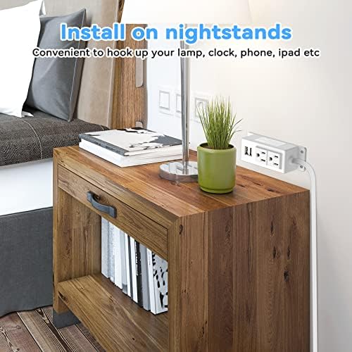 Kungfuking Wall-Mountable Power Strip with USB Ports – 6.56 FT Surge Protector Extension Cord Featuring 2 AC Outlets and Flat Plug Design for Enhanced Charging Flexibility and Device Safety