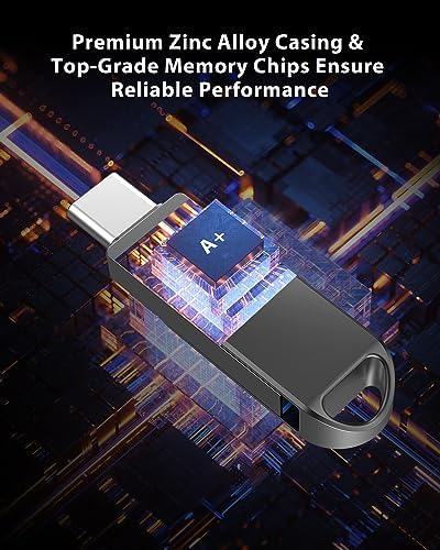 Vansuny 256 GB Dual USB Type-C Flash Drive – High-Speed OTG USB 3.0 Thumb Drive with Waterproof Metal Design for i Phone 15, Android Devices, and Laptops – Ultimate Storage Solution for Data Transfer and Backup