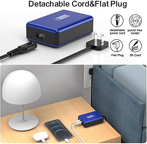 100 W USB-C 5-Port Charging Hub: Premium Fast Charger for i Phone, i Pad, Mac Book & Samsung – Compact Travel Power Station with Flat Plug Design for Space-Saving Efficiency and Universal Device Compatibility
