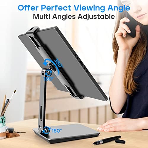 Ultimate ROADOM Adjustable Tablet Stand – 360° Swivel & 180° Tilt for Optimal Viewing Angles, Ergonomic Foldable Holder for 4.7-17.3” Devices, Sleek Aluminum Alloy Design, Perfect Tablet Accessory for Home, Office, or Travel