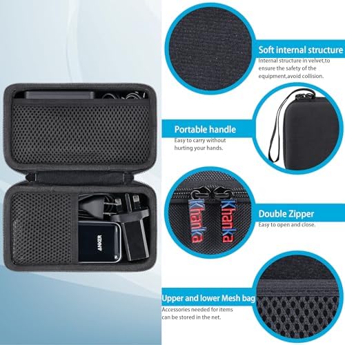 Khanka Premium Hard Travel Case for Anker 100 W Charging Base & Anker Prime 20,000/27,650 m Ah Power Banks – Shockproof Storage Solution with Interior Accessory Pocket for Ultimate Portability and Protection