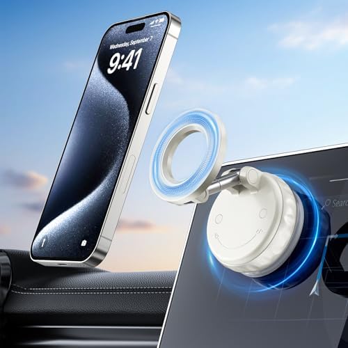 Ultimate 360° Adjustable Magnetic Car Phone Mount – High-Performance Vacuum Suction Holder for Enhanced Smartphone Stability and Safety – Sleek Black Design with Universal Compatibility for All Smartphone Models