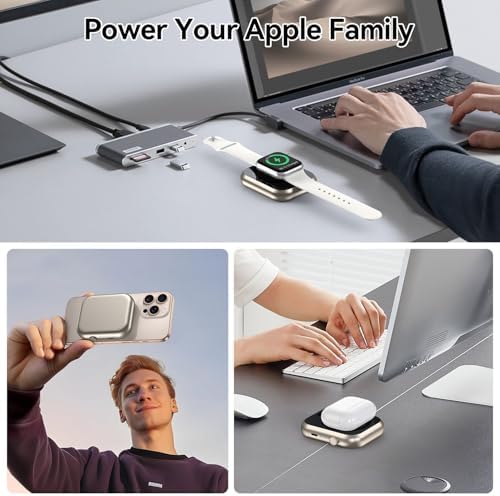 Compact 3-in-1 Mag Safe Power Bank – 10,000 m Ah Magnetic Charger with 22.5 W PD Fast Charging for i Phone 16/15/14/13/12, Apple Watch & Air Pods – Ultimate On-the-Go Charging Solution with Enhanced Safety Features and Dual Device Support