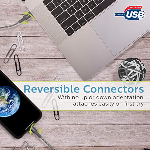 PHILIPS 3 Ft USB C to Lightning Charging Cable – Fast Charging Cord for i Phone 14/13/12 & Air Pods Pro, Durable Braided Design in Sleek Gray – Enhanced Durability and Rapid Power Delivery for Apple Devices