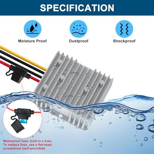 Ultimate 24 V 145 W DC-DC Voltage Regulator – Versatile Step Down/Up Converter (9 V-40 V to 24 V, 6 A) – Durable Waterproof Power Supply for Enhanced Golf Cart Performance and Accessory Compatibility