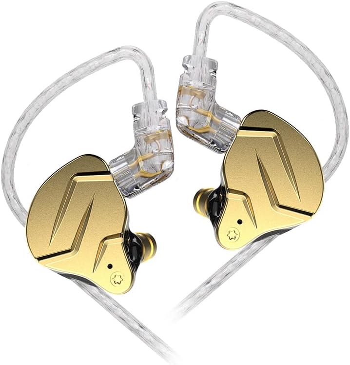 Elevate Your Audio Experience with KZ ZSN Pro X Wired Earbuds – Premium Hybrid IEMs Featuring 1 BA & 1 DD for Rich Bass and Crystal Clear Sound, Ergonomic Comfort for All-Day Wear, Detachable Cable for Personalization, Perfect for Musicians and Audiophiles, Stylish Gold Finish Enhancing Device Compatibility