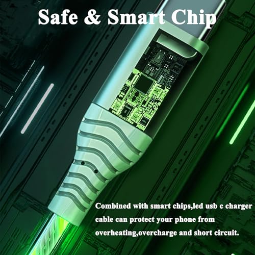 Illuminate Your Charging Experience with the 6.6 FT Light Up USB Type C Charger Cable – 3 A Fast Charge LED Cord for i Phone 16/15 Series & Samsung Galaxy S20/S10/S9/S8, LG V40/V30 – Stylish, Durable, and Enhanced Compatibility for Modern Devices
